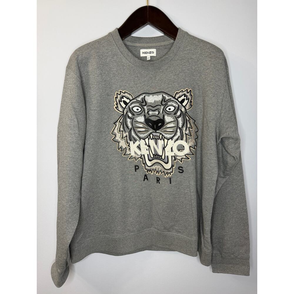 Kenzo Grey Original Tiger Sweatshirt Embroidered Men's XXL